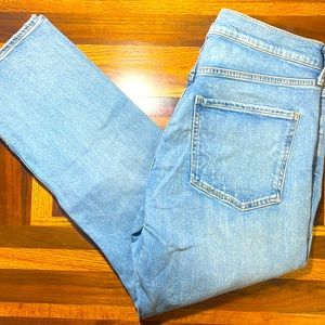 Agolde womens 30x26 light wash straight fit destroyed distress denim blue jeans